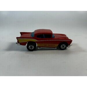 Vtg Hot Wheels 1976, 57 Chevy Hong Kong Red Yellow Nice!